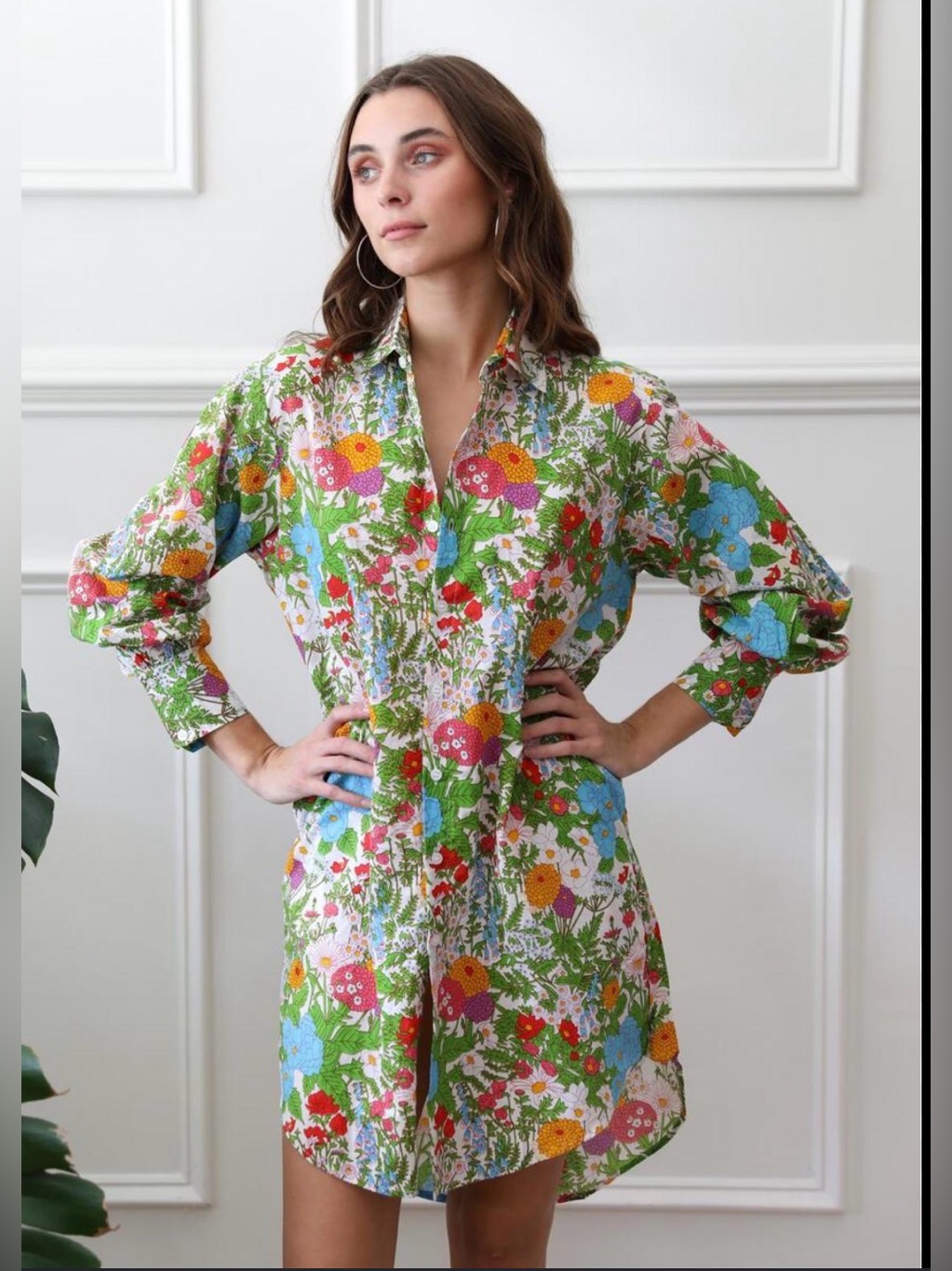 Mille Holly Mini Dress Summer Garden Floral Oversized Shirt Tunic Size Xl